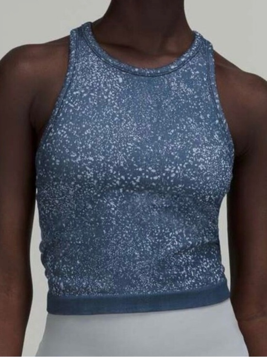 lululemon athletica Tops - lululemon athletica Navy Speckle High-Neck Crop Tank